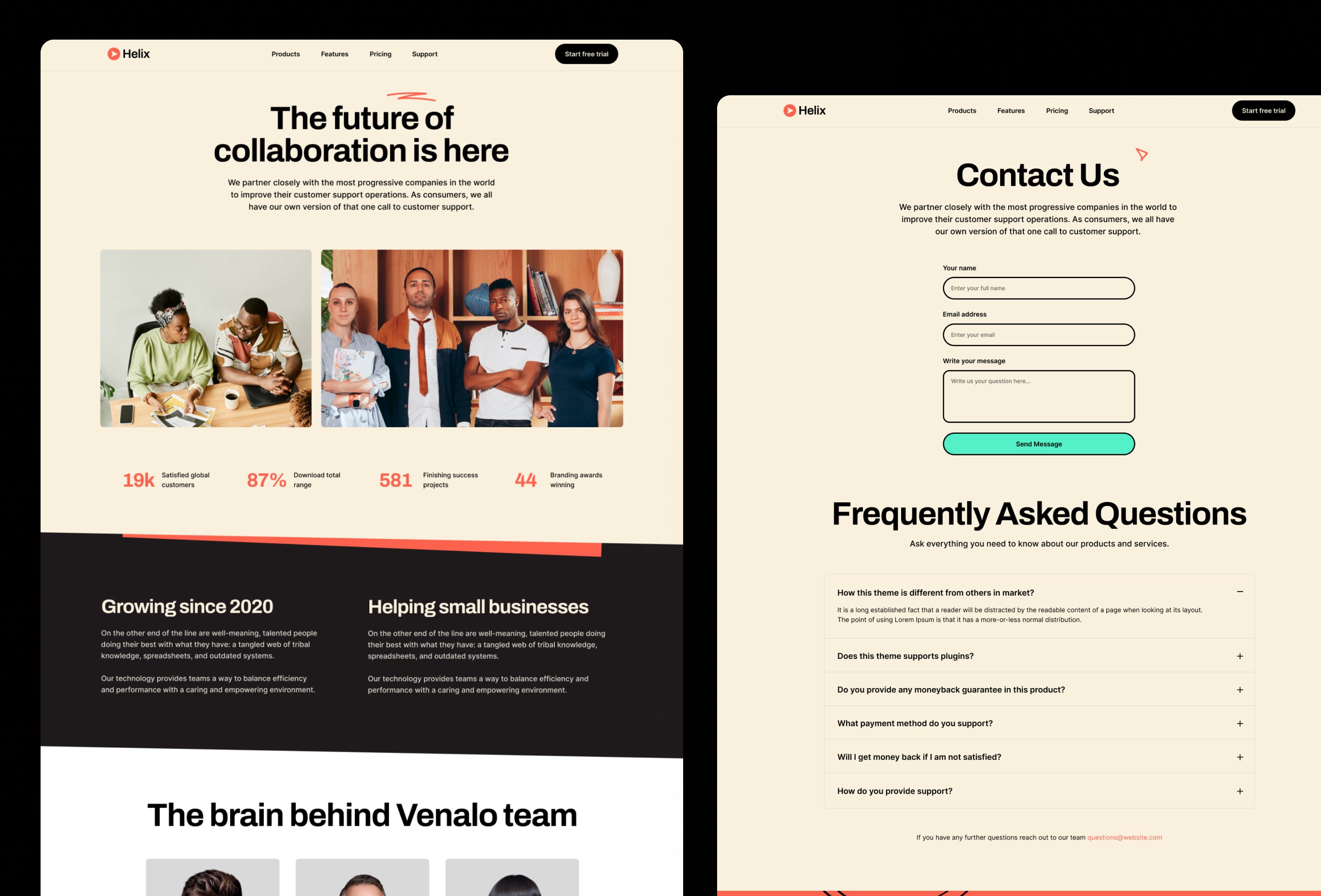 Screenshot 4 for Helix, a Framer Marketplace template by Framerbite.
