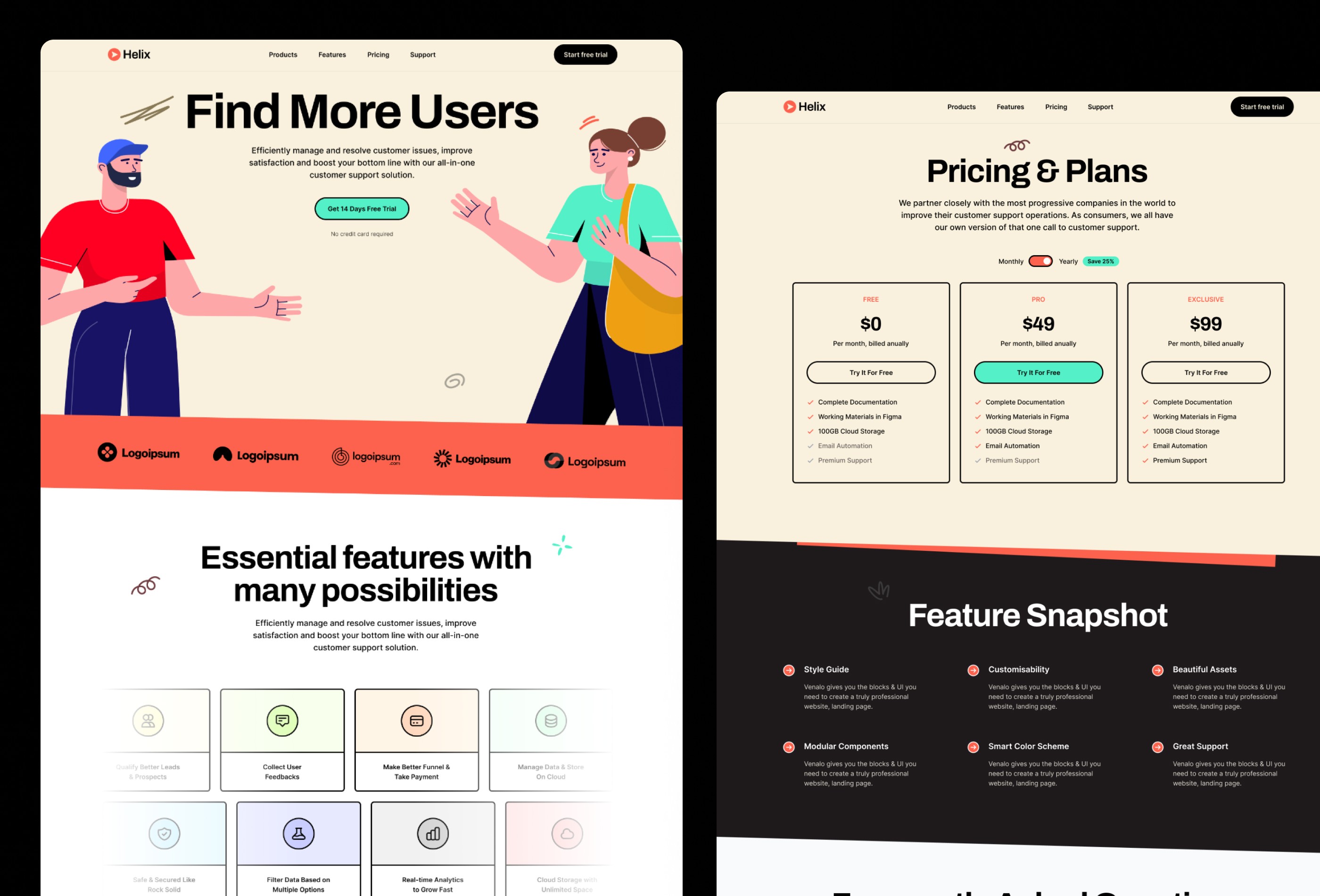 Screenshot 3 for Helix, a Framer Marketplace template by Framerbite.