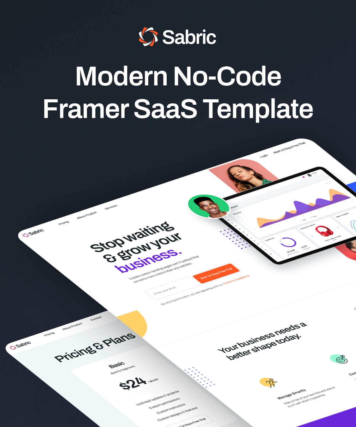 Screenshot 1 for Sabric, a Framer Marketplace template by Framerbite.