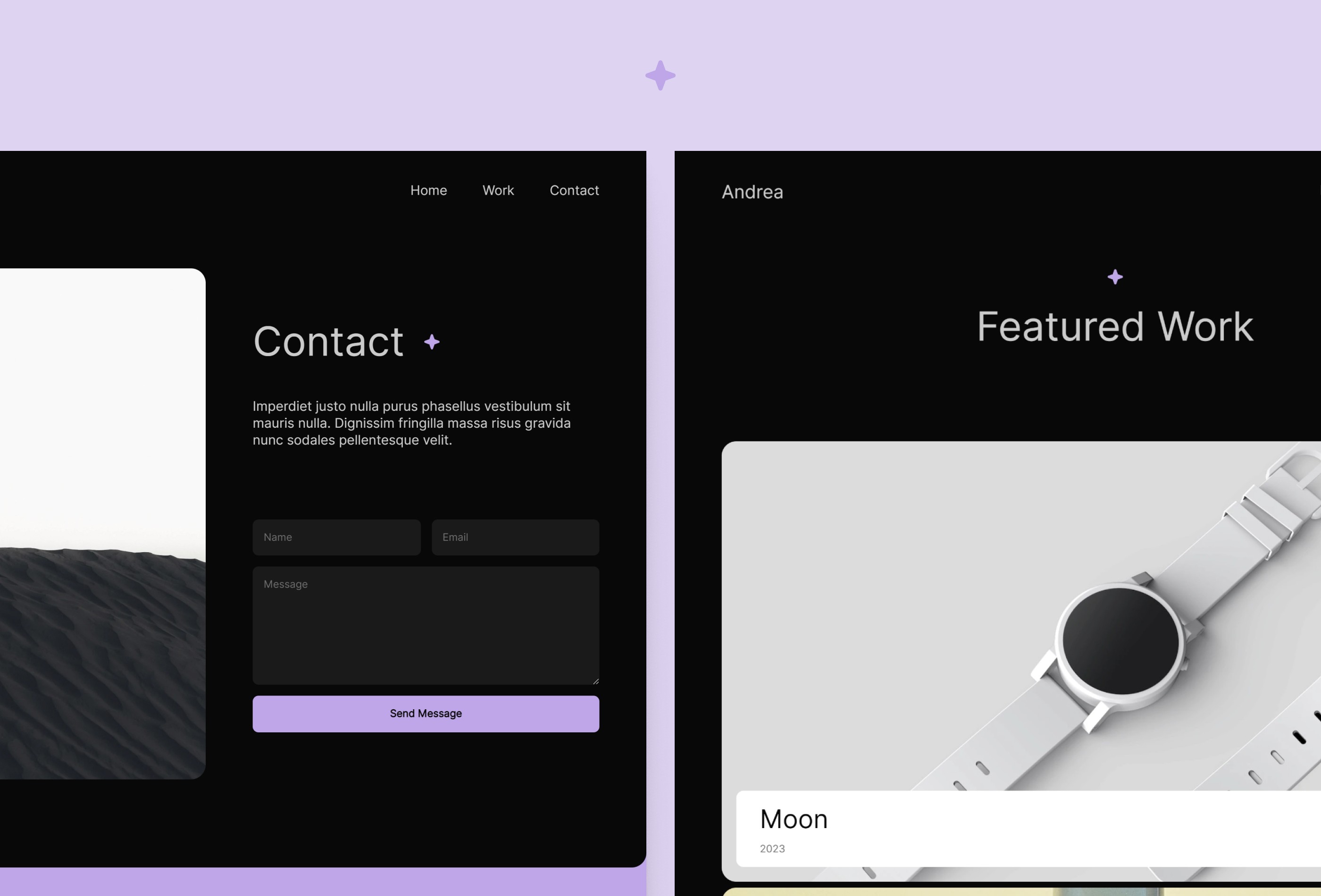 Screenshot 3 for Andrea, a Framer Marketplace template by Kağan Kurşun.