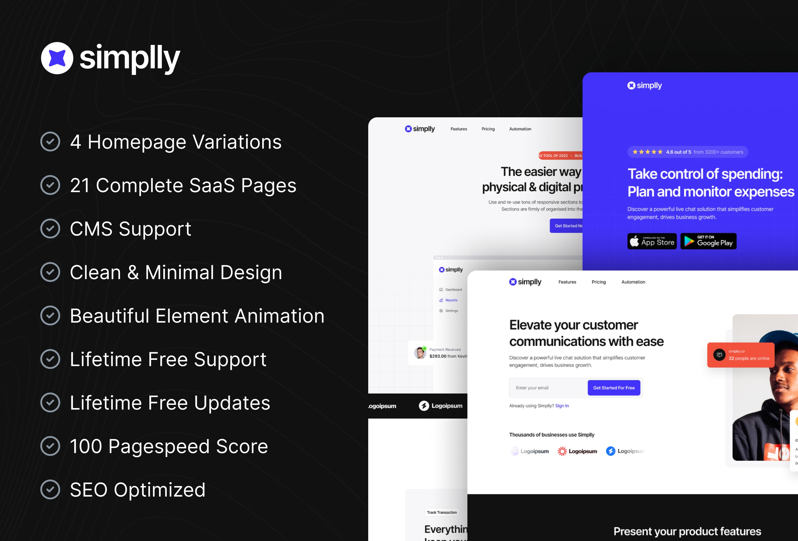 Screenshot 3 for Simplly, a Framer Marketplace template by Framerbite.
