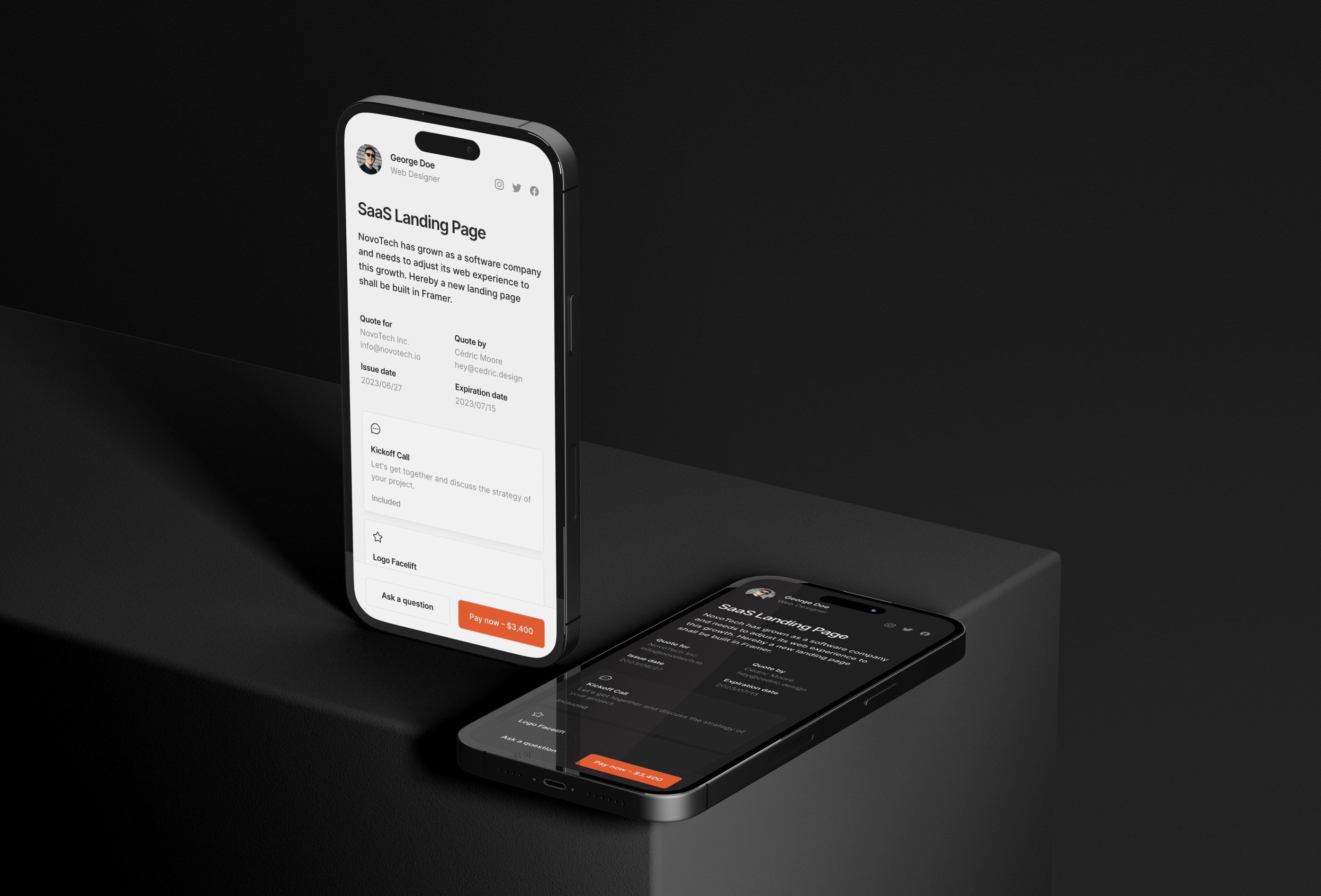 Screenshot 4 for Billify, a Framer Marketplace template by Cédric.