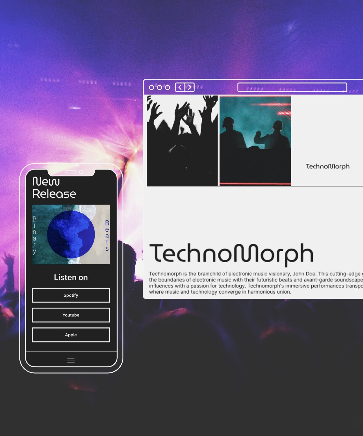 Screenshot 1 for Technomorph, a Framer Marketplace template by Gizem Onan.