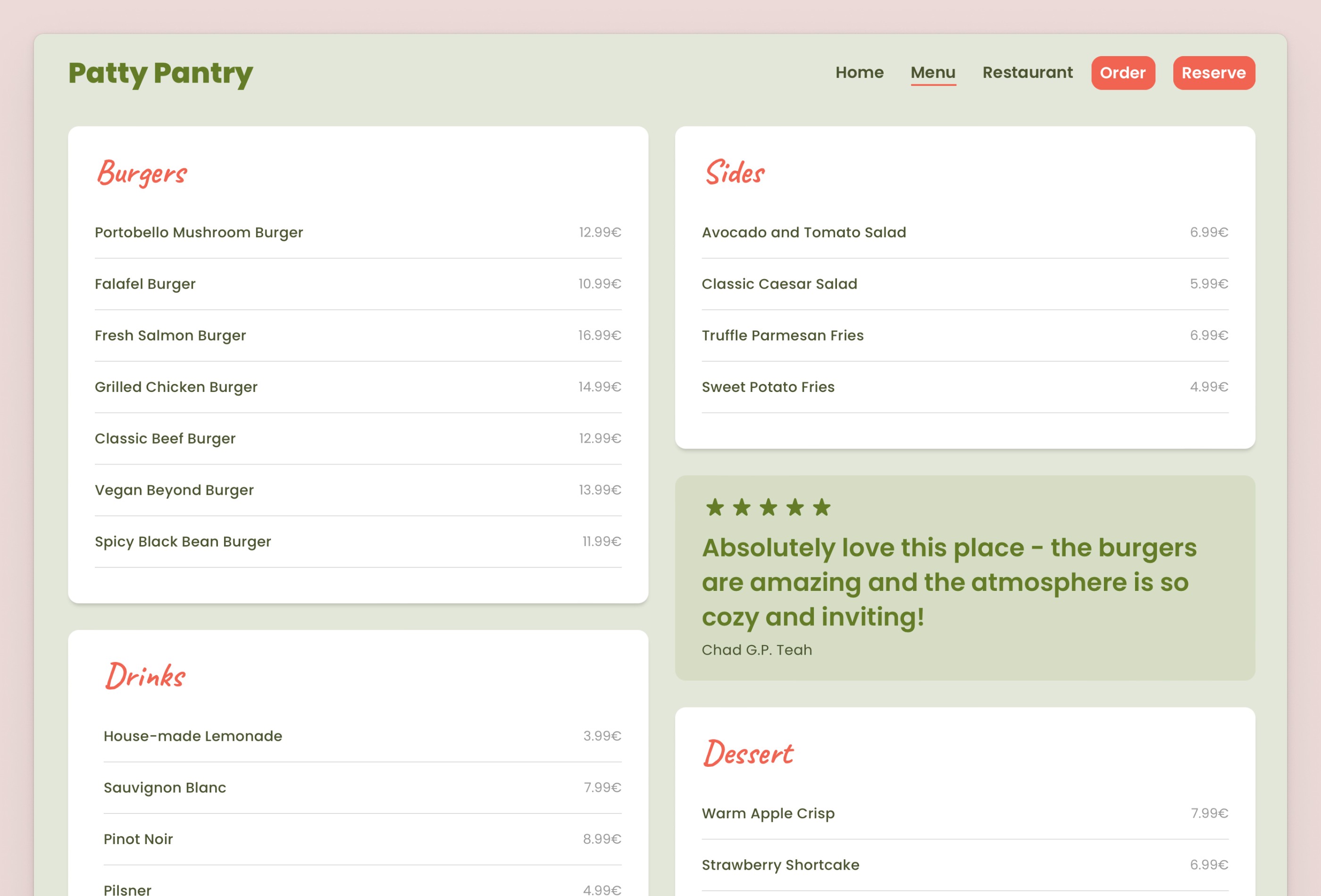 Screenshot 3 for Patty Pantry, a Framer Marketplace template by Ben Breckler.