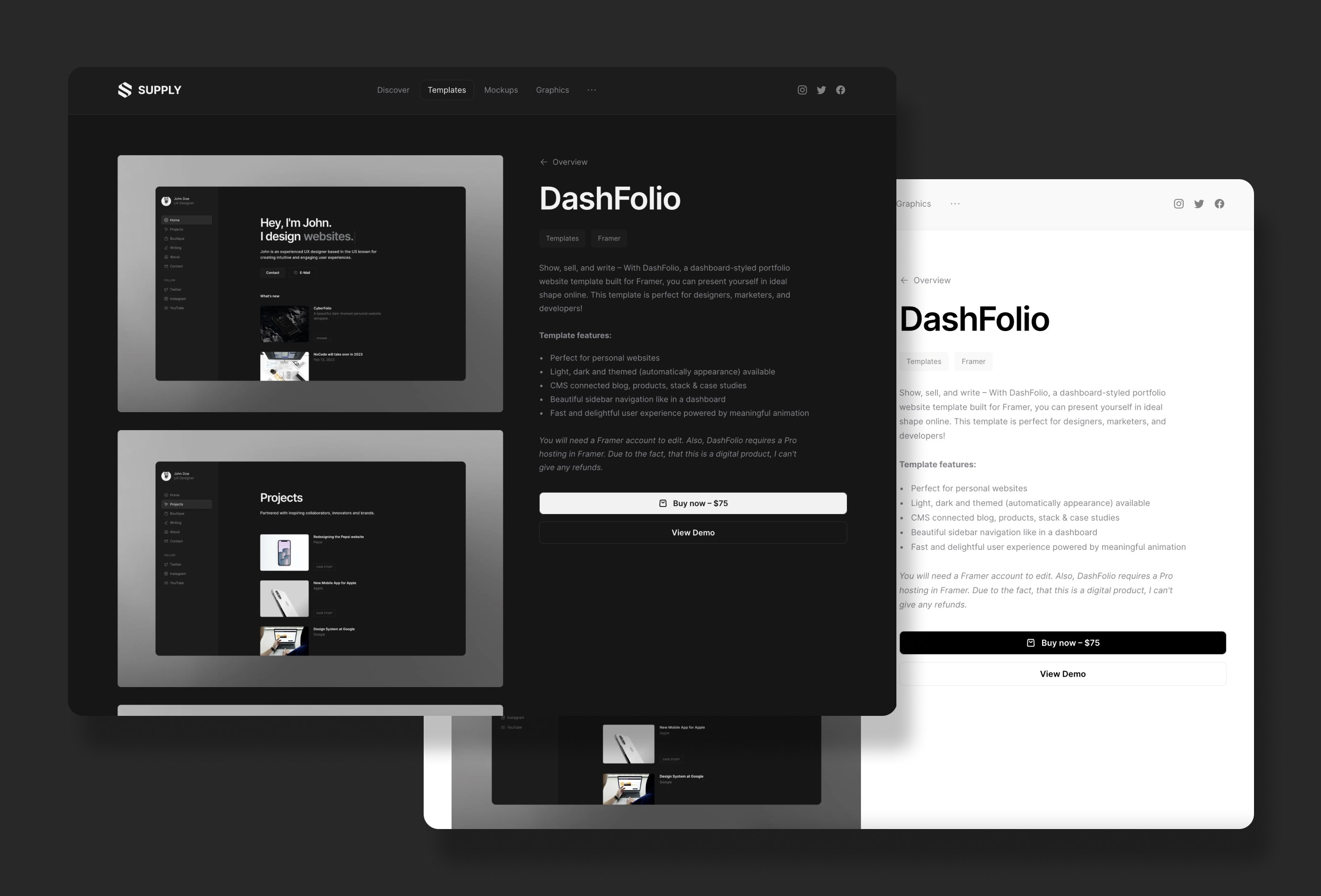 Screenshot 4 for Supply, a Framer Marketplace template by Cédric.