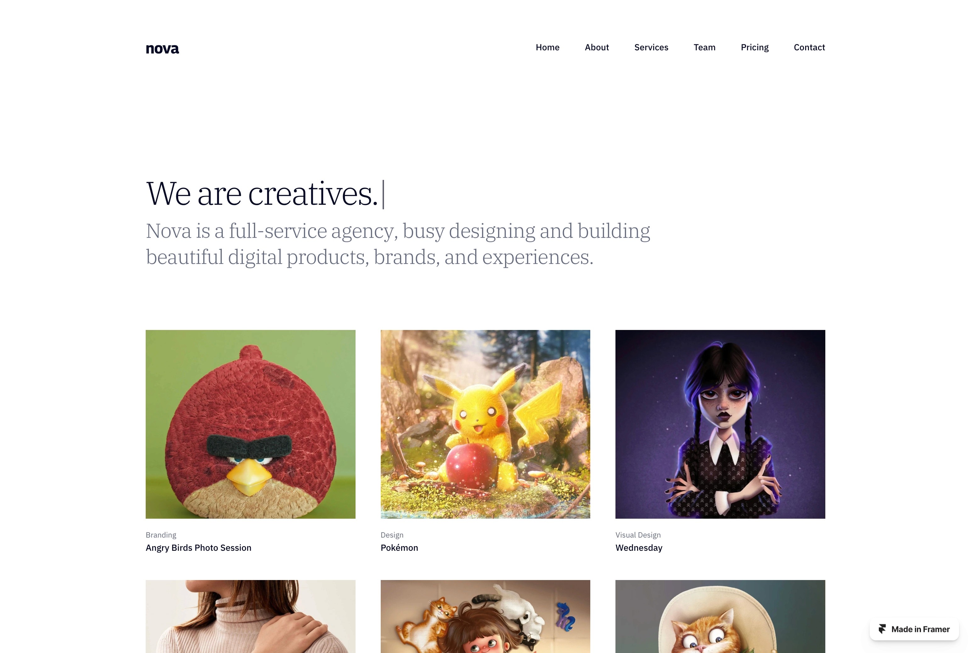 Screenshot 2 for Nova , a Framer Marketplace template by Huseyin Emanet.