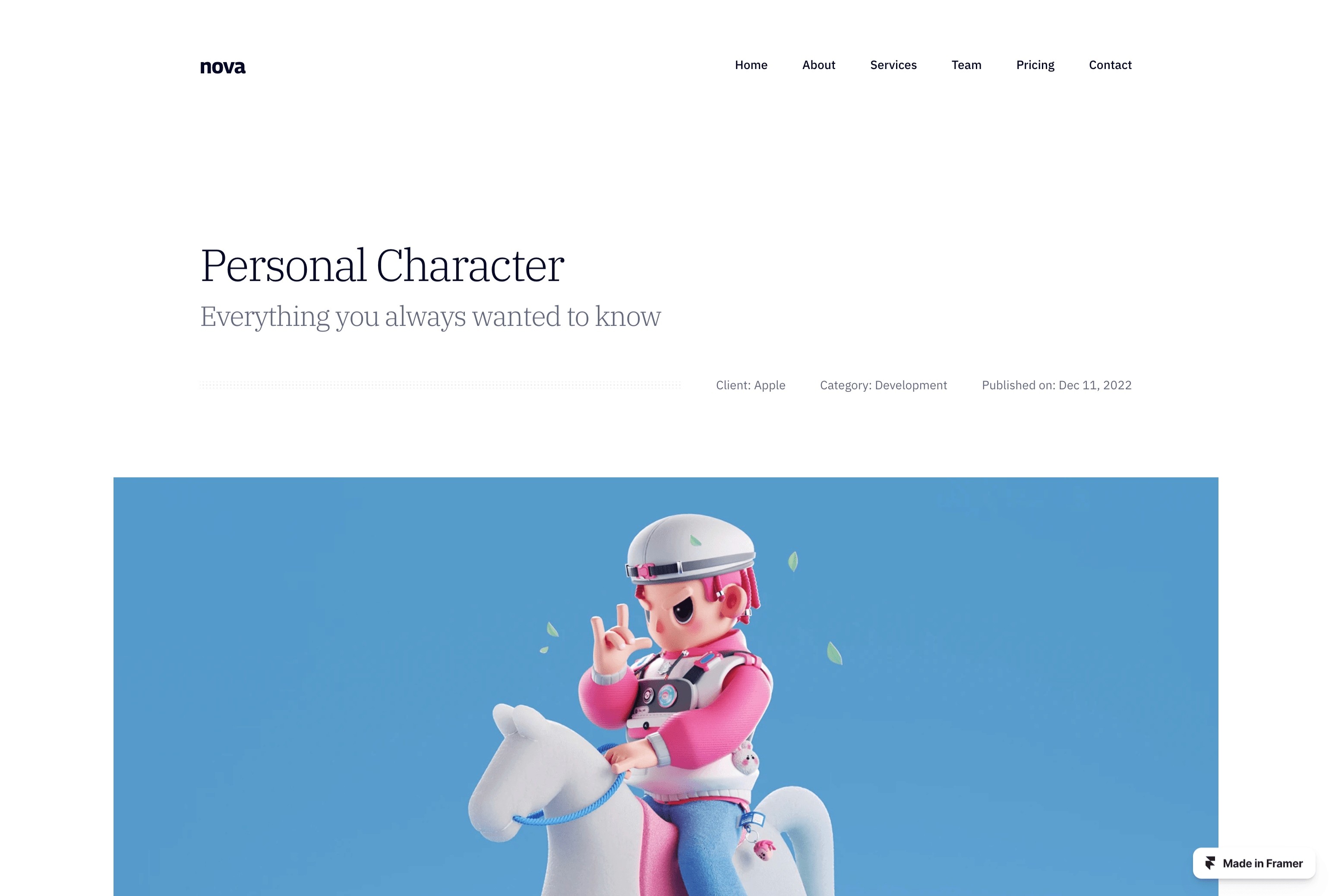 Screenshot 3 for Nova , a Framer Marketplace template by Huseyin Emanet.