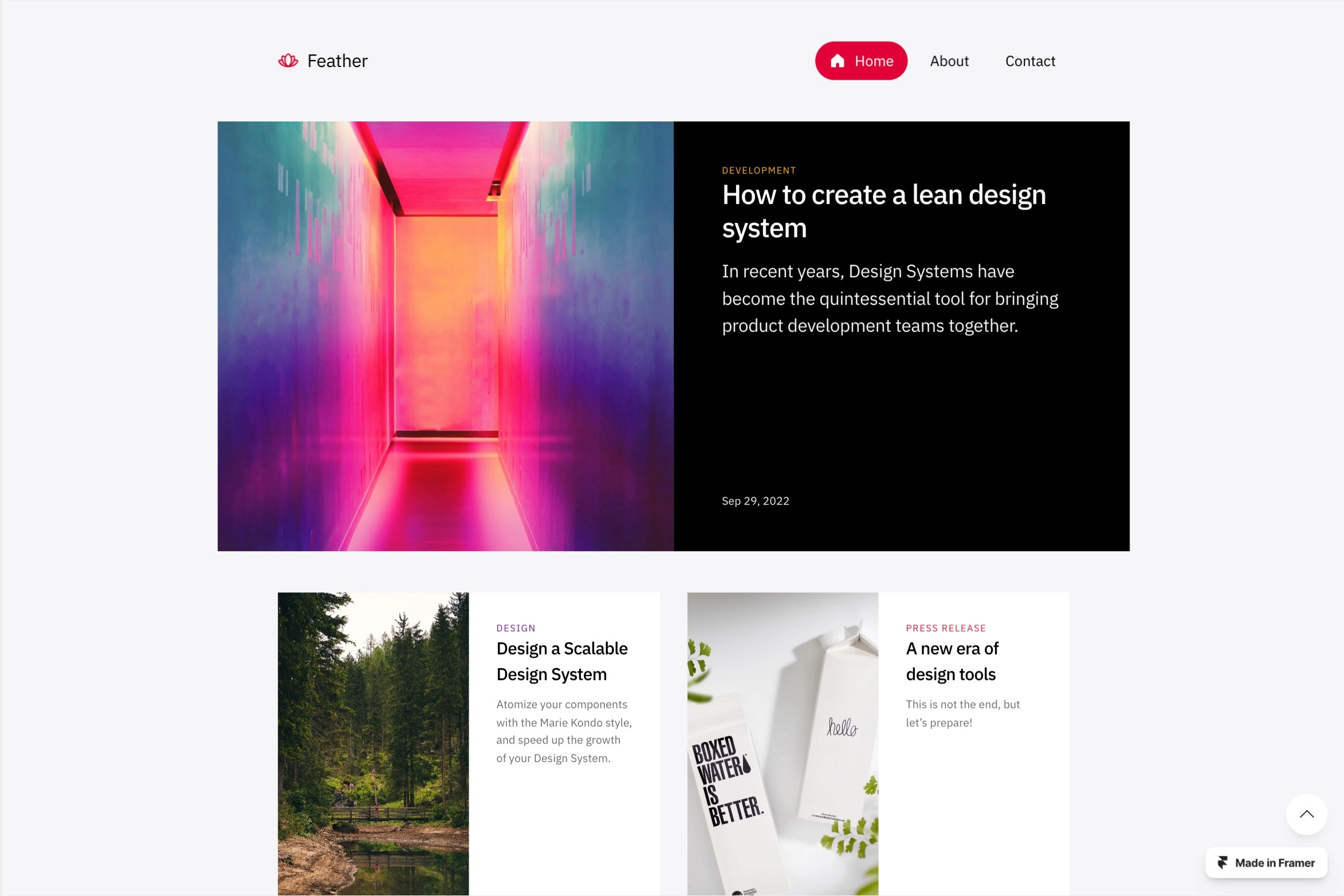 Screenshot 2 for Feather, a Framer Marketplace template by Huseyin Emanet.