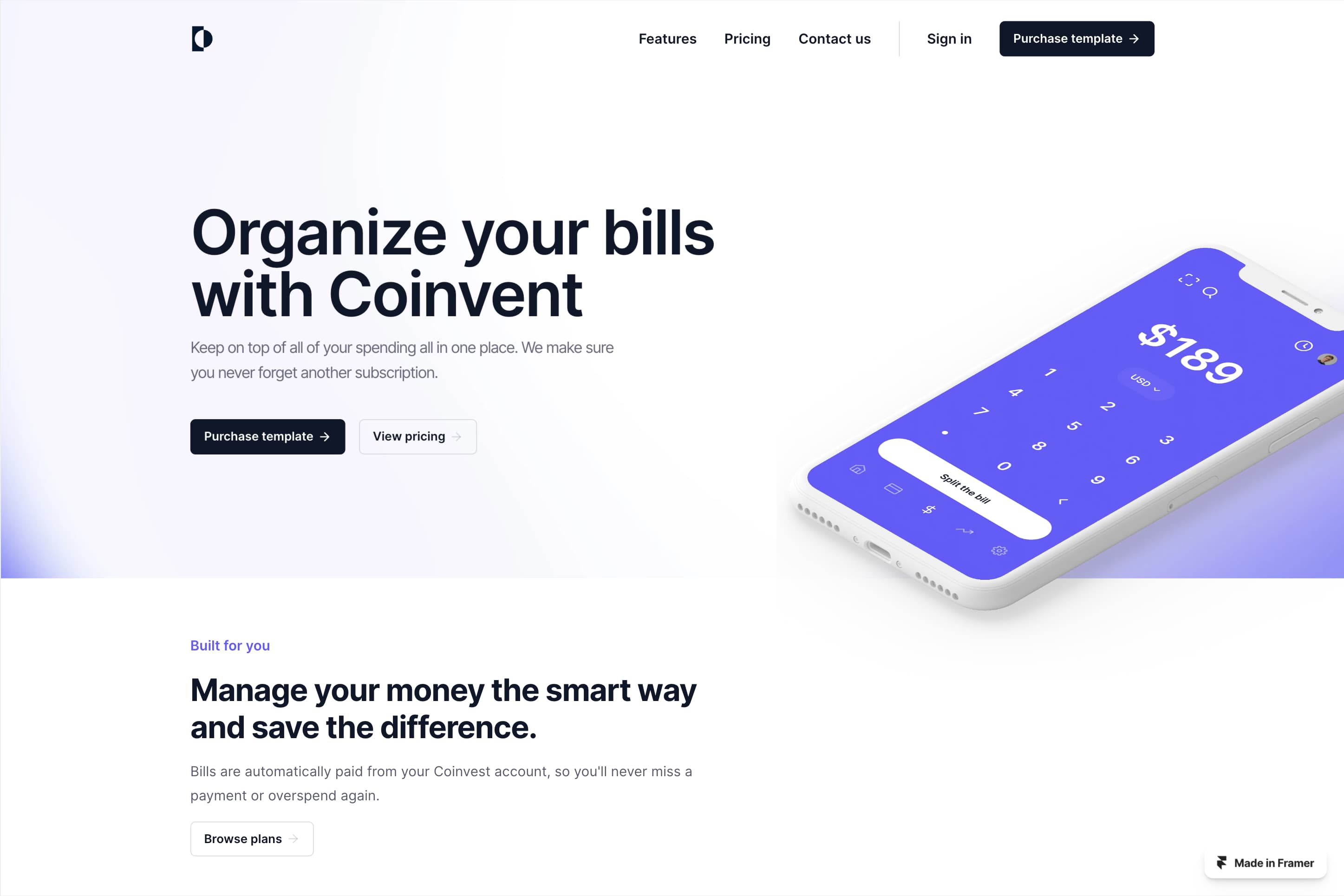 Thumbnail 2 for Coinvent, a Framer Marketplace template by Connelly Rader.