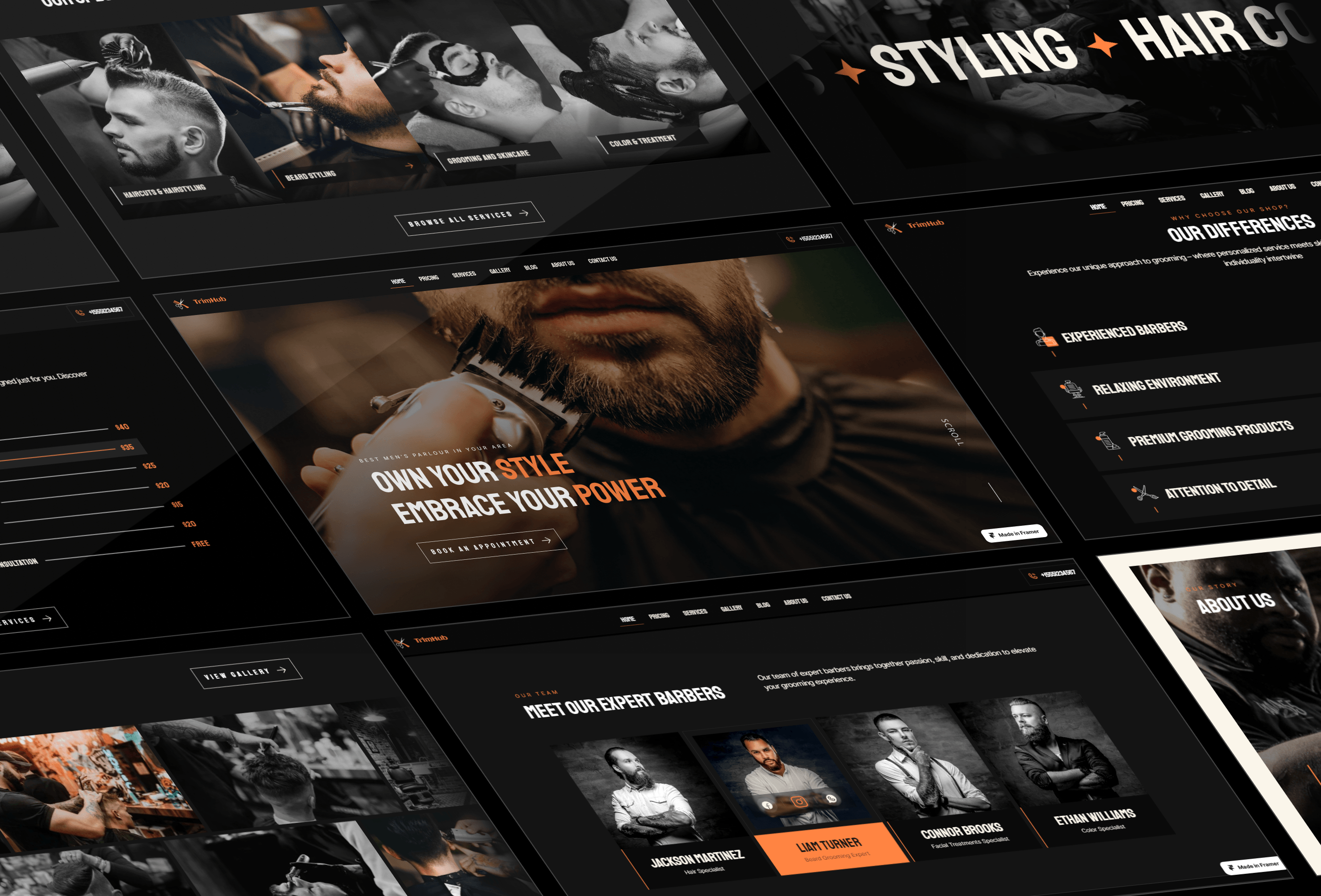 Screenshot 2 for Barber , a Framer Marketplace template by Real Mehedi.
