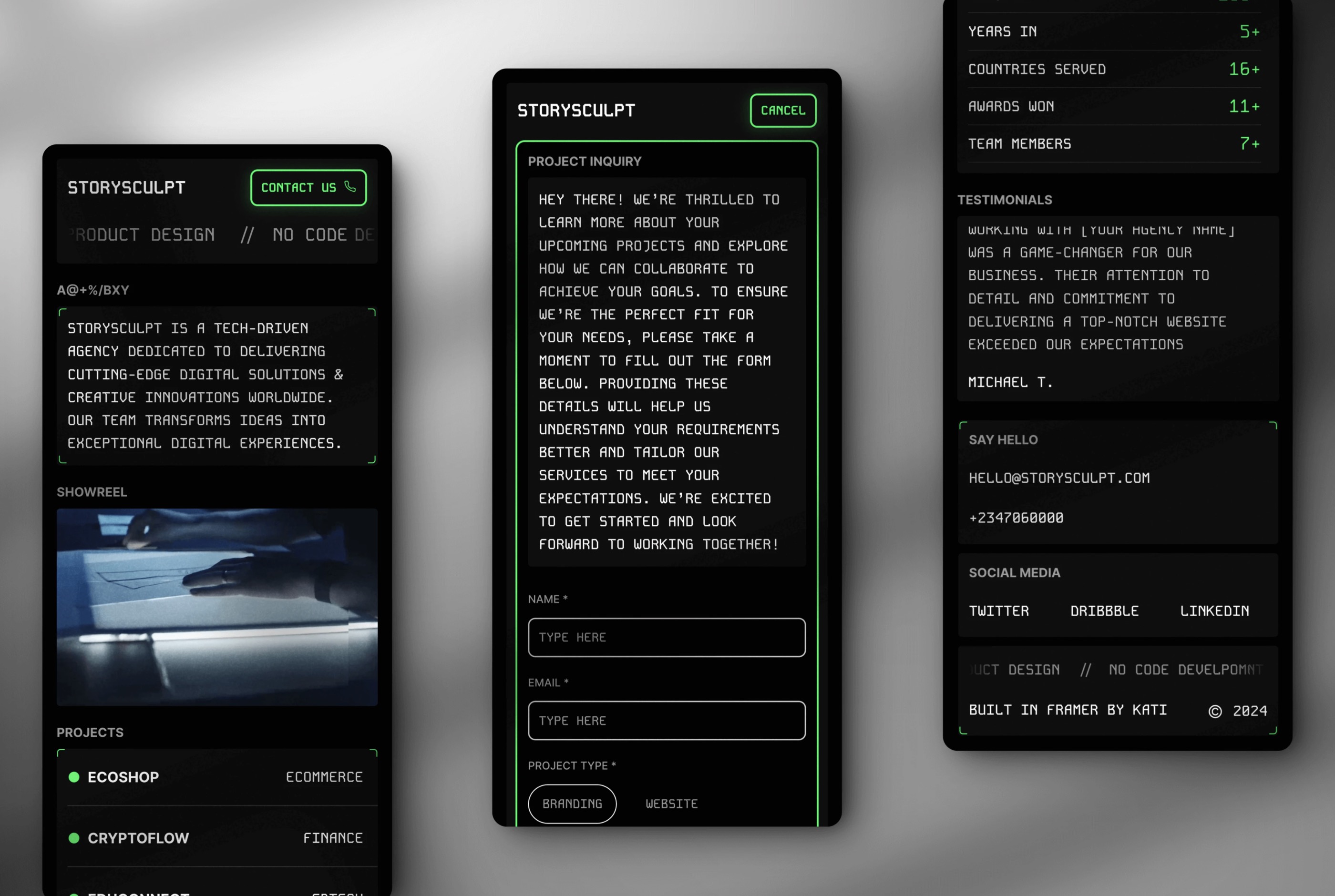Screenshot 4 for StorySculpt, a Framer Marketplace template by Katola Kehinde.