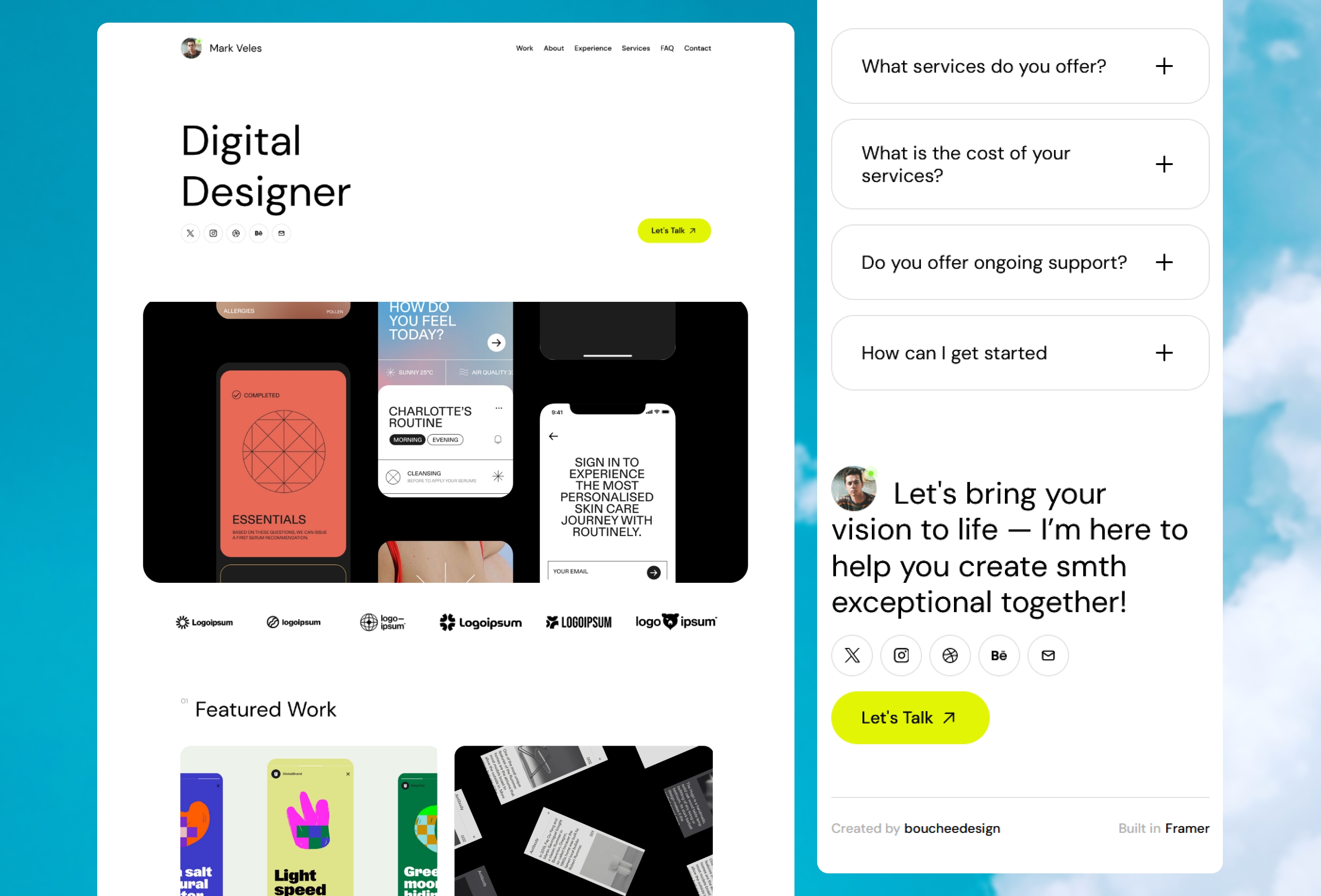 Screenshot 1 for VELES, a Framer Marketplace template by boucheedesign.