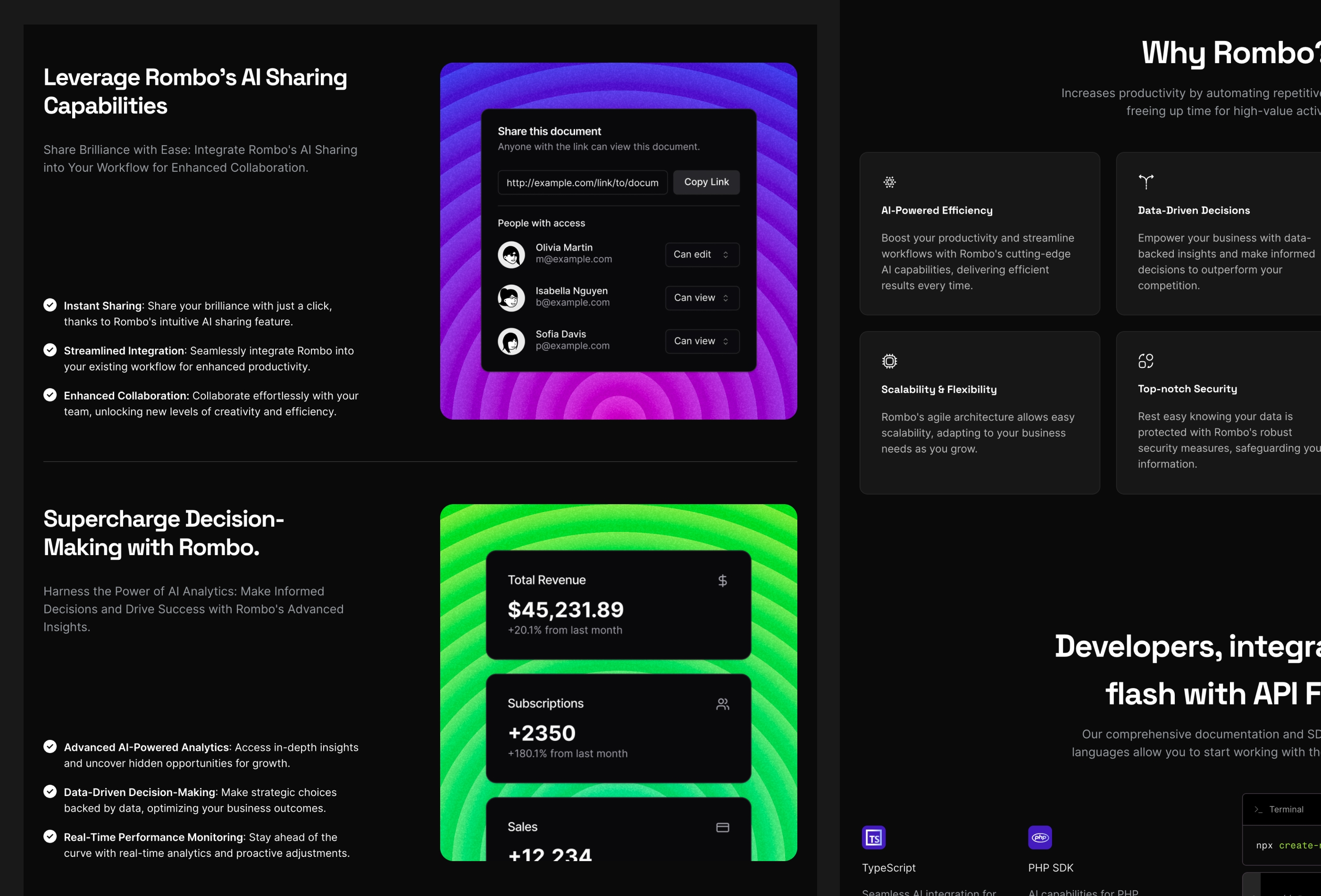 Screenshot 2 for Rombo, a Framer Marketplace template by Mario Putzu.