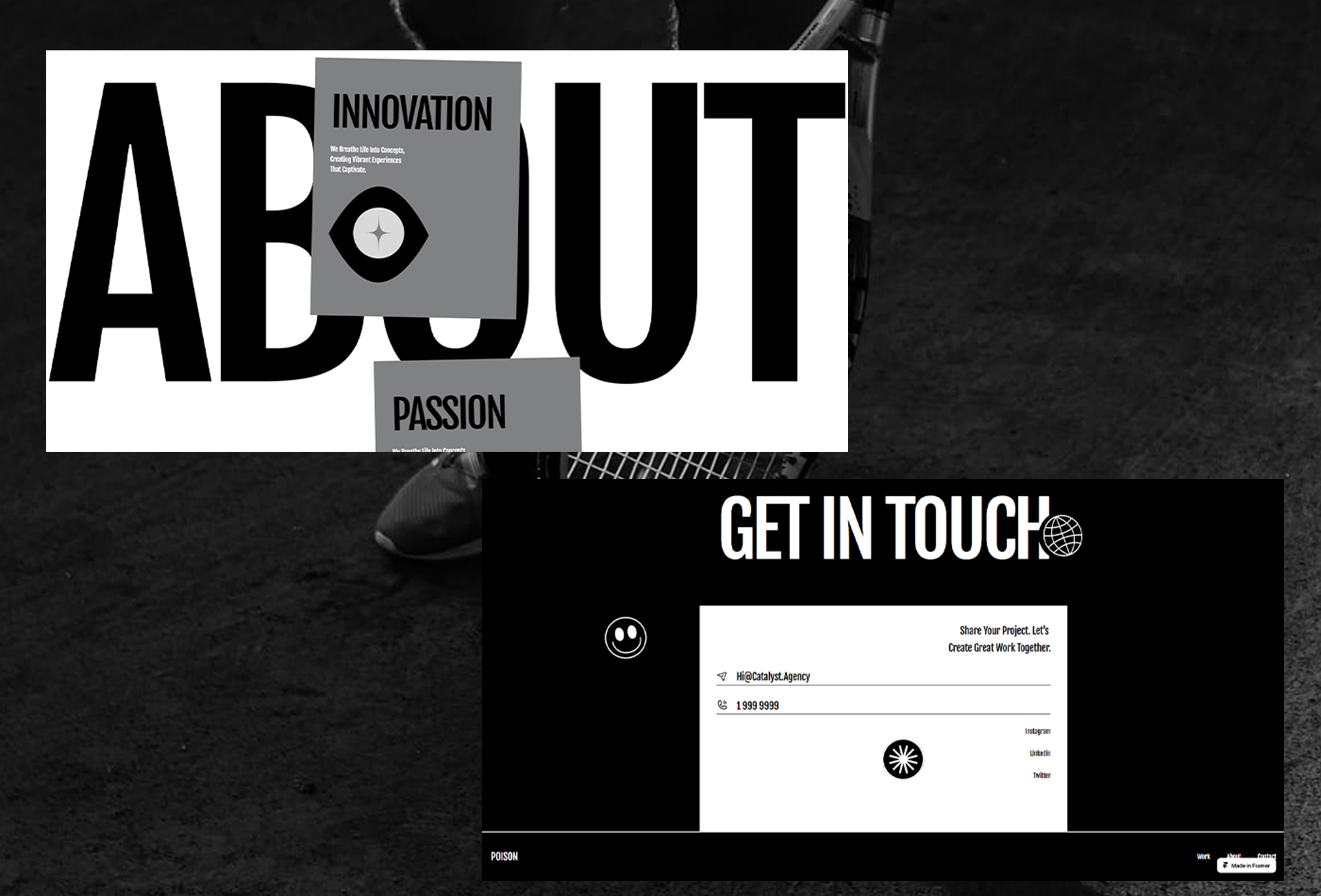 Screenshot 4 for Poison, a Framer Marketplace template by Leandro Melo.