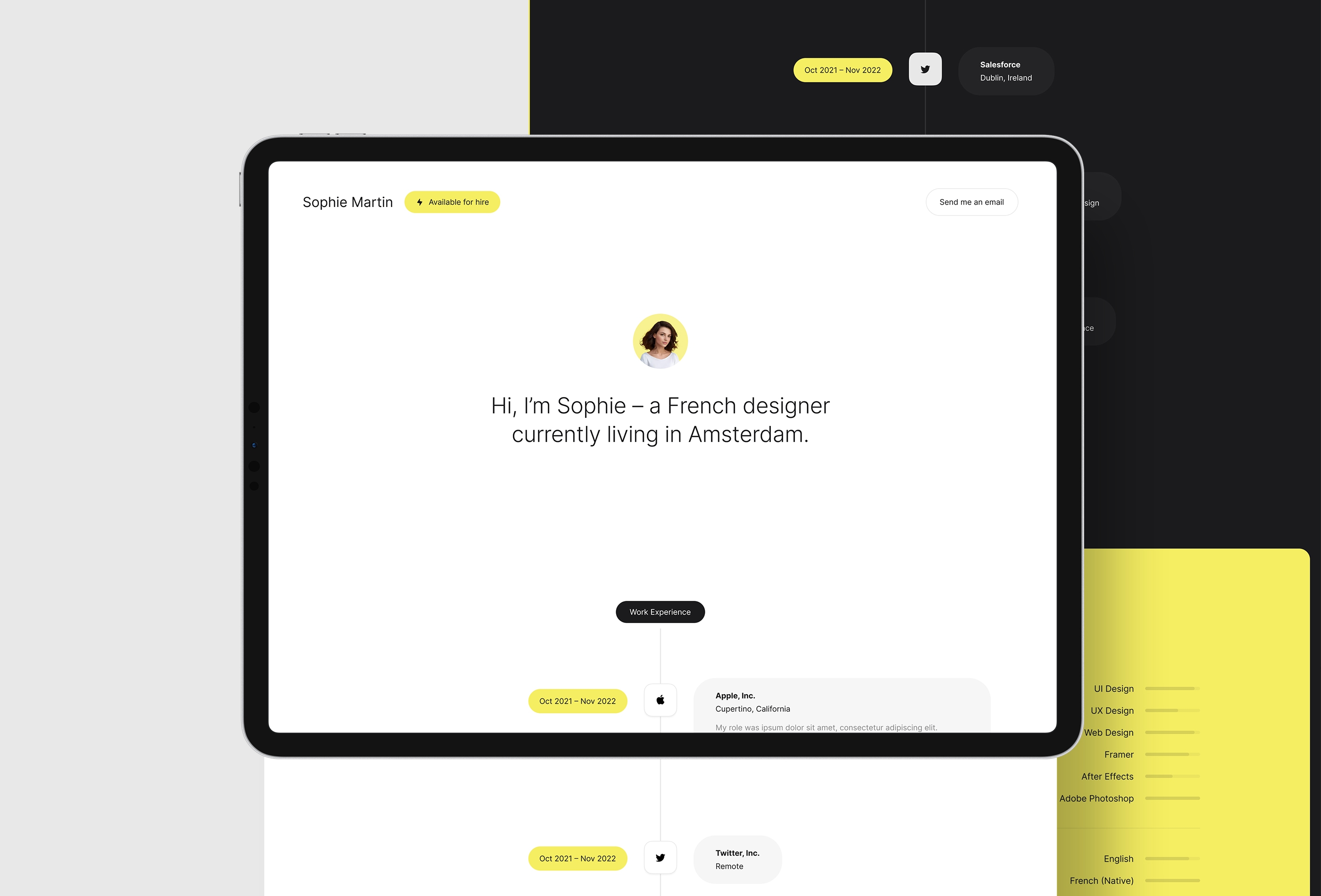 Screenshot 1 for Solide CV, a Framer Marketplace template by Art4web.