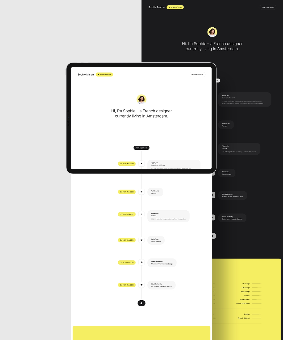 Screenshot 2 for Solide CV, a Framer Marketplace template by Art4web.