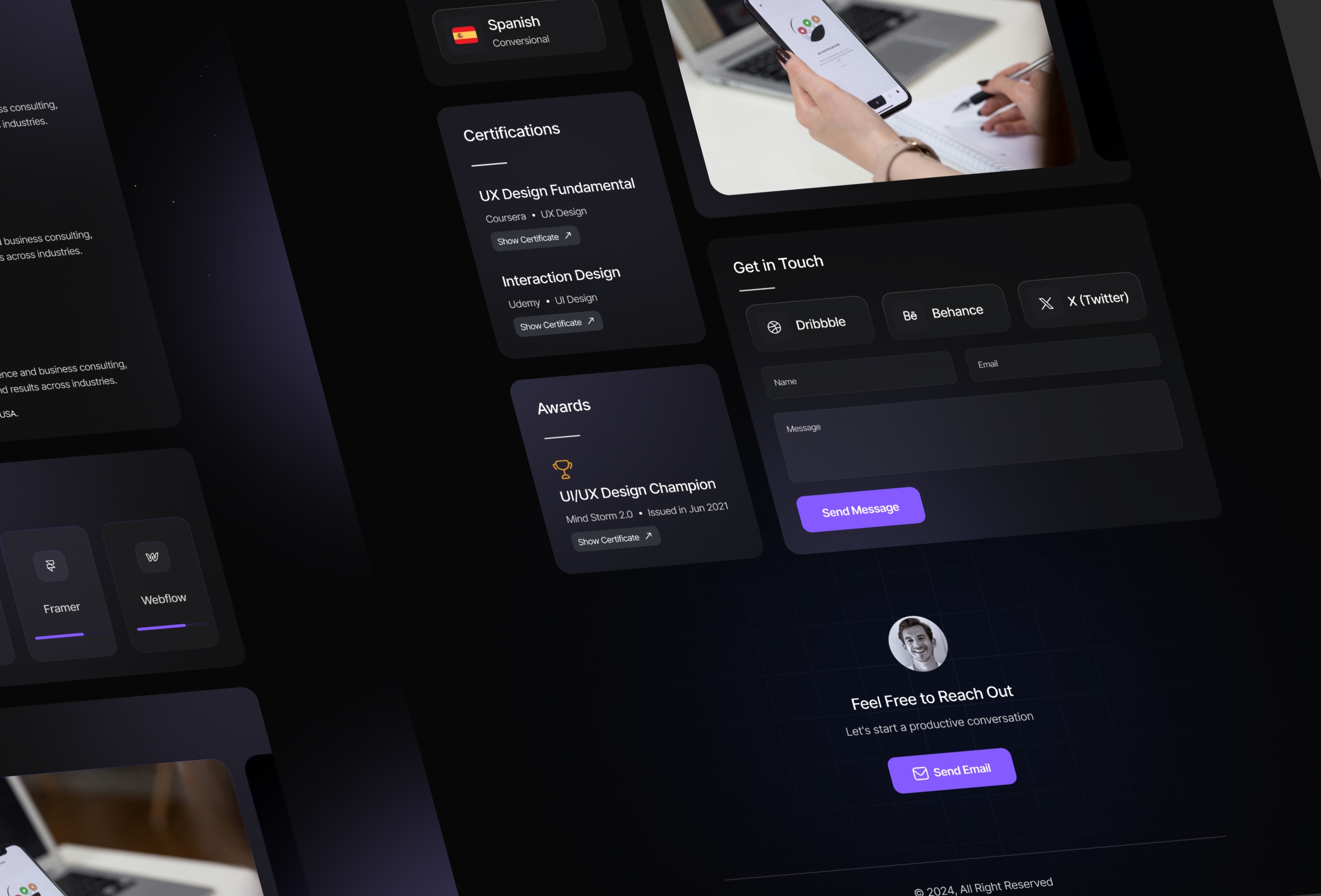 Screenshot 4 for CVMaster, a Framer Marketplace template by Framermind.
