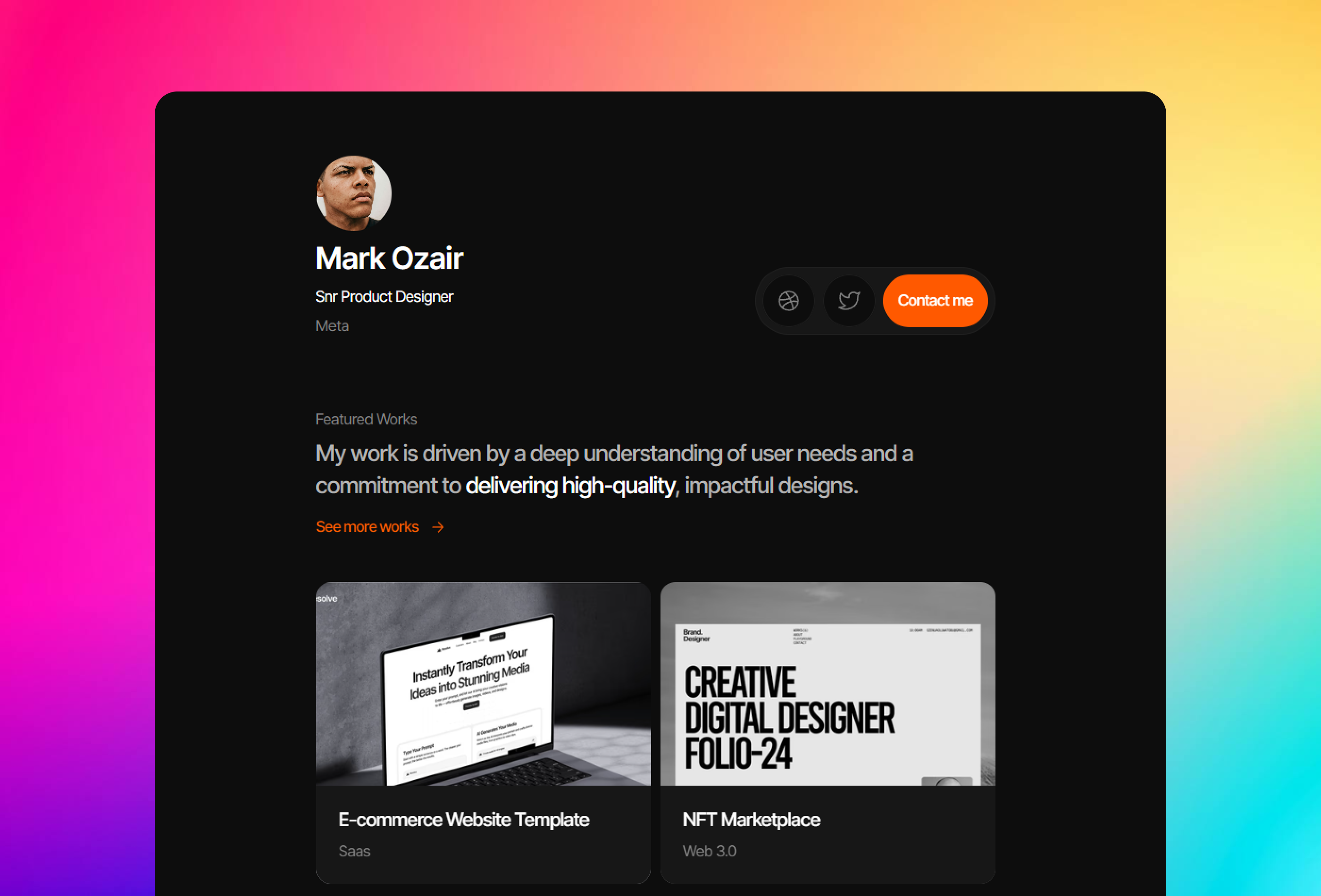 Thumbnail 2 for Stackfolio, a Framer Marketplace template by Ozenua Oluwatobi.
