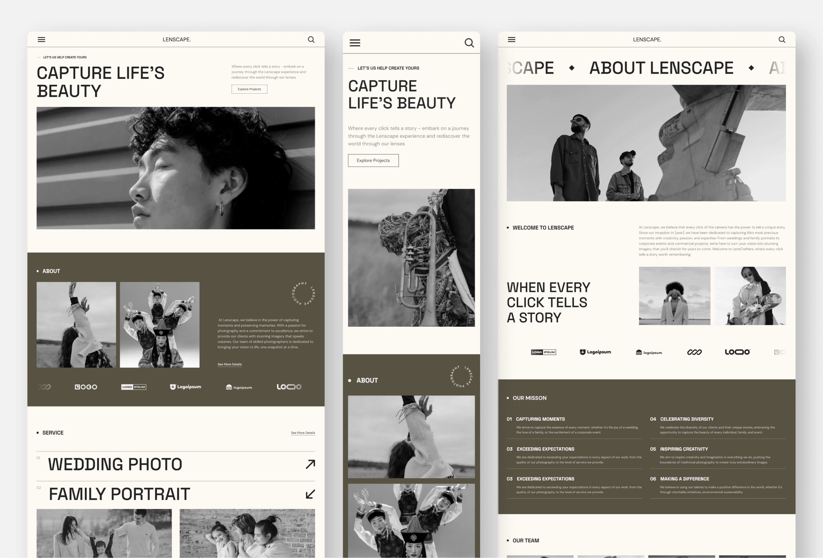 Screenshot 2 for Lenscape, a Framer Marketplace template by Tentana Studio.