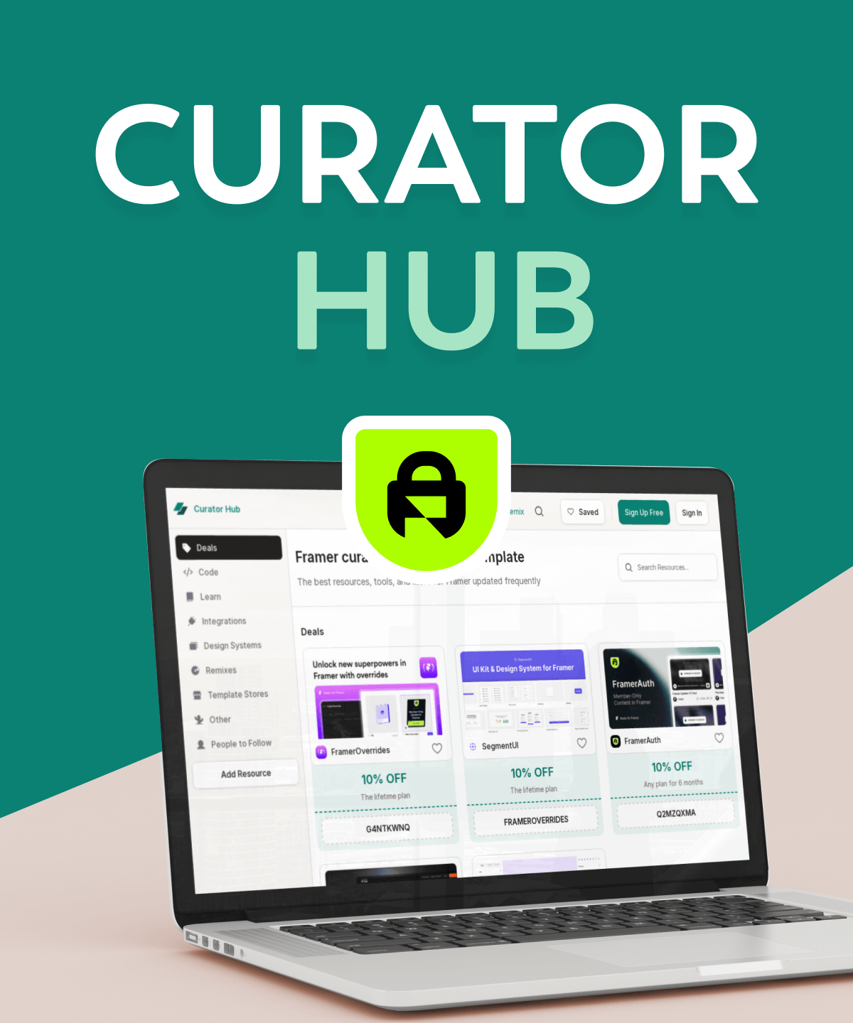 Thumbnail 1 for Curator Hub, a Framer Marketplace template by Danny Sapio.