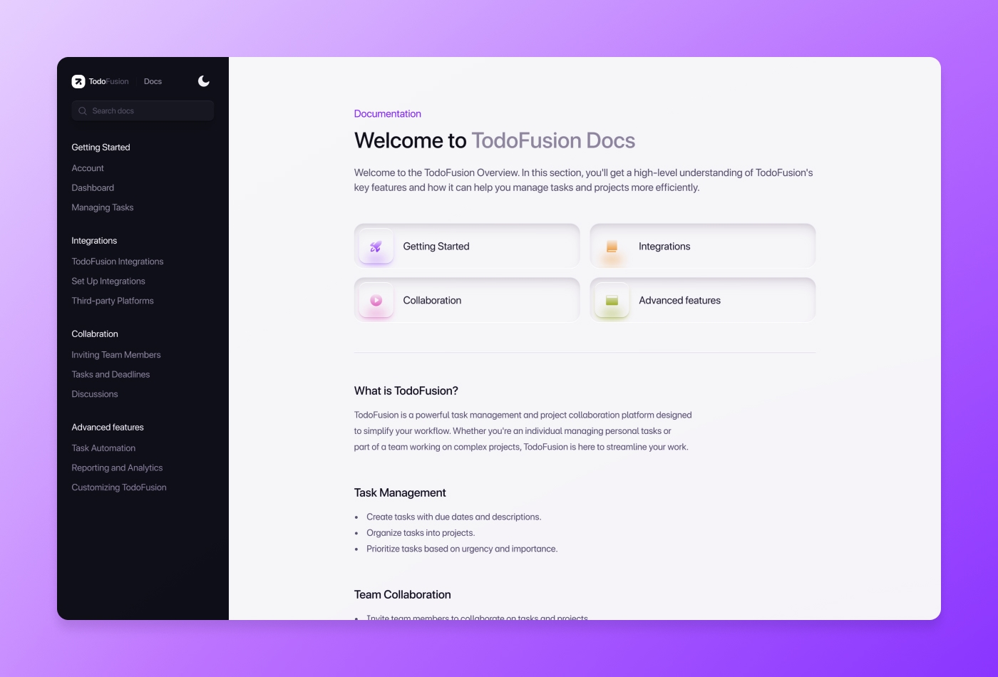 Screenshot 4 for TodoFusion, a Framer Marketplace template by Dmytri Ivanov.