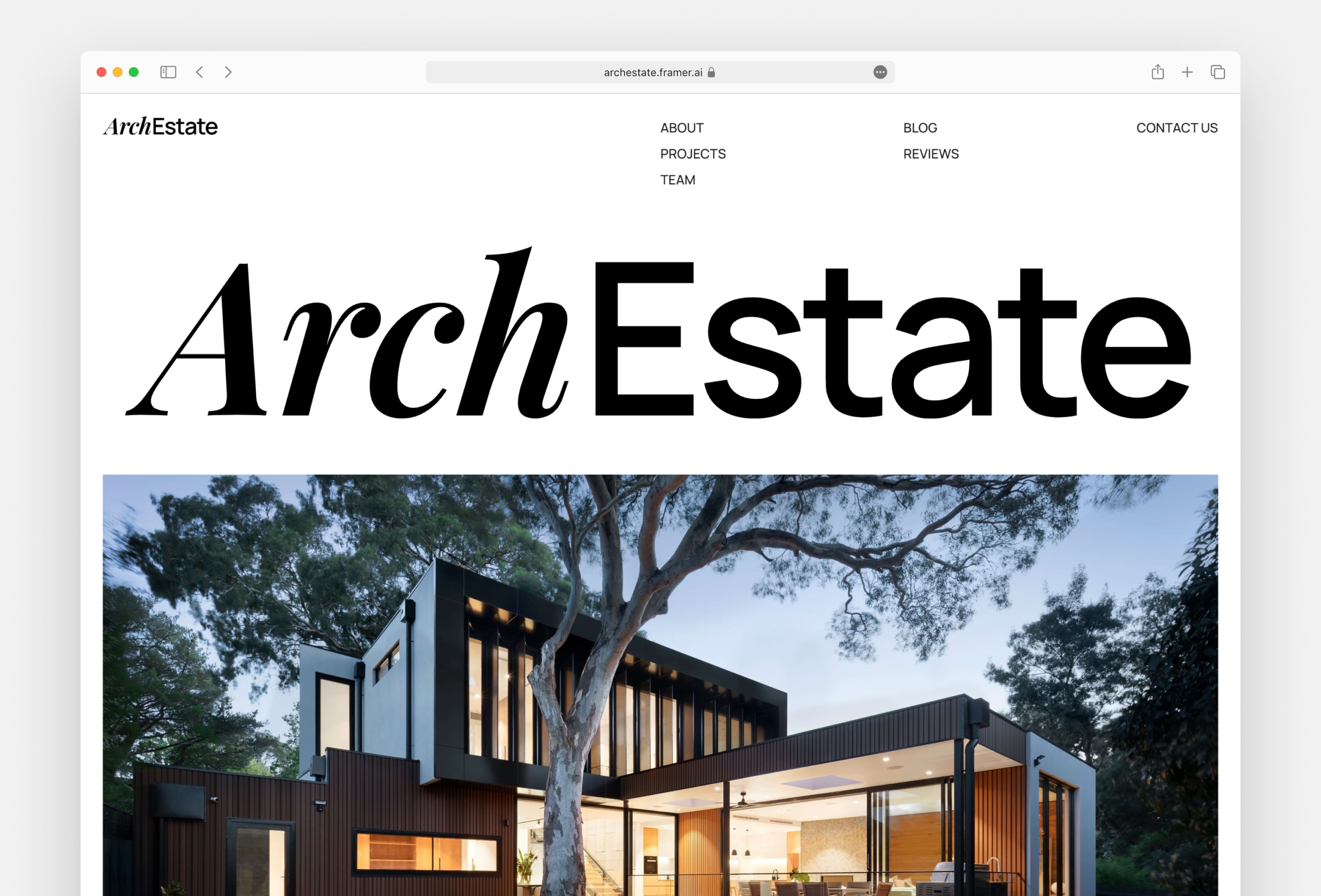 Screenshot 2 for ArchEstate, a Framer Marketplace template by Pixsellz.