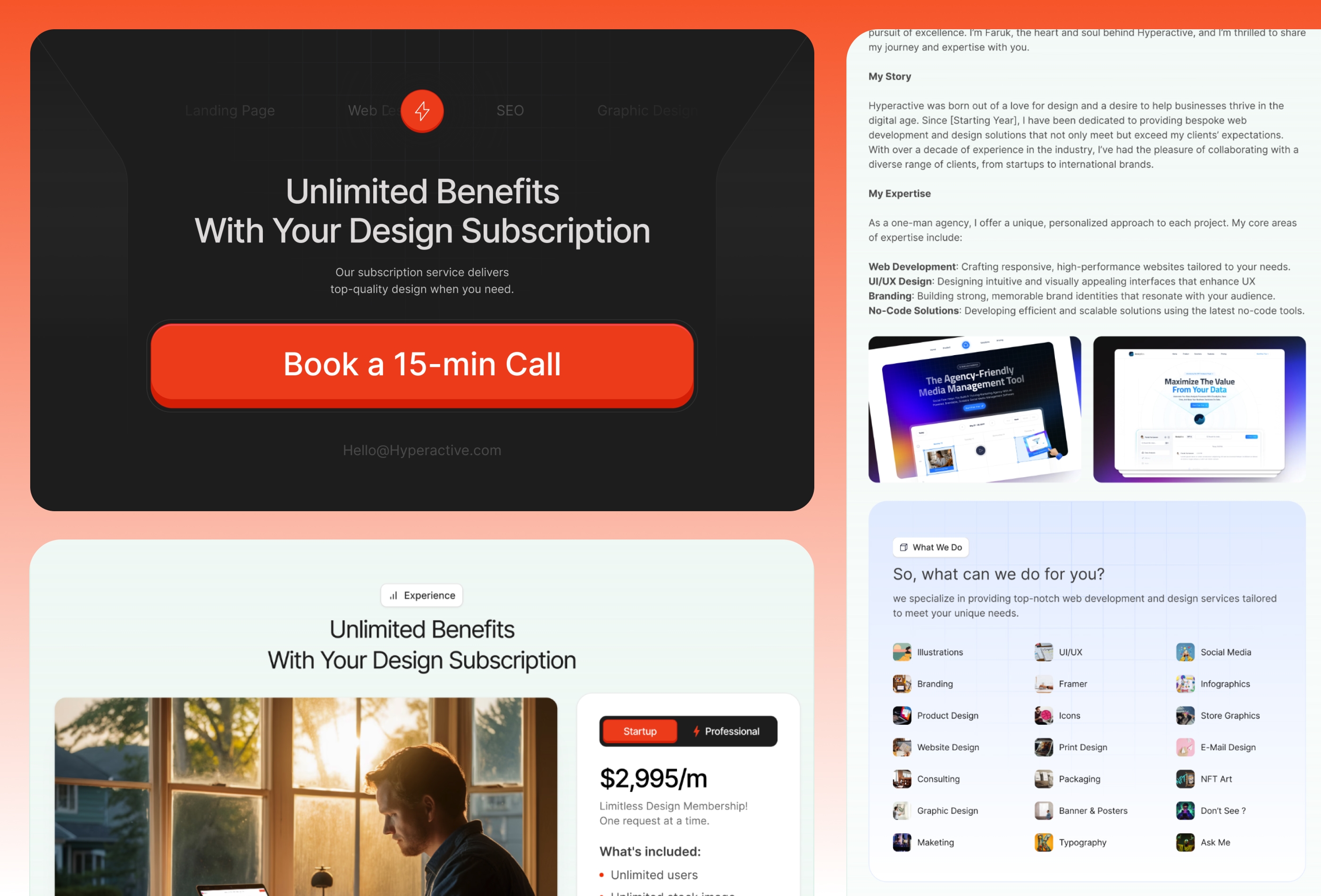 Screenshot 4 for Hyperactive, a Framer Marketplace template by Faruk Yurtseven.